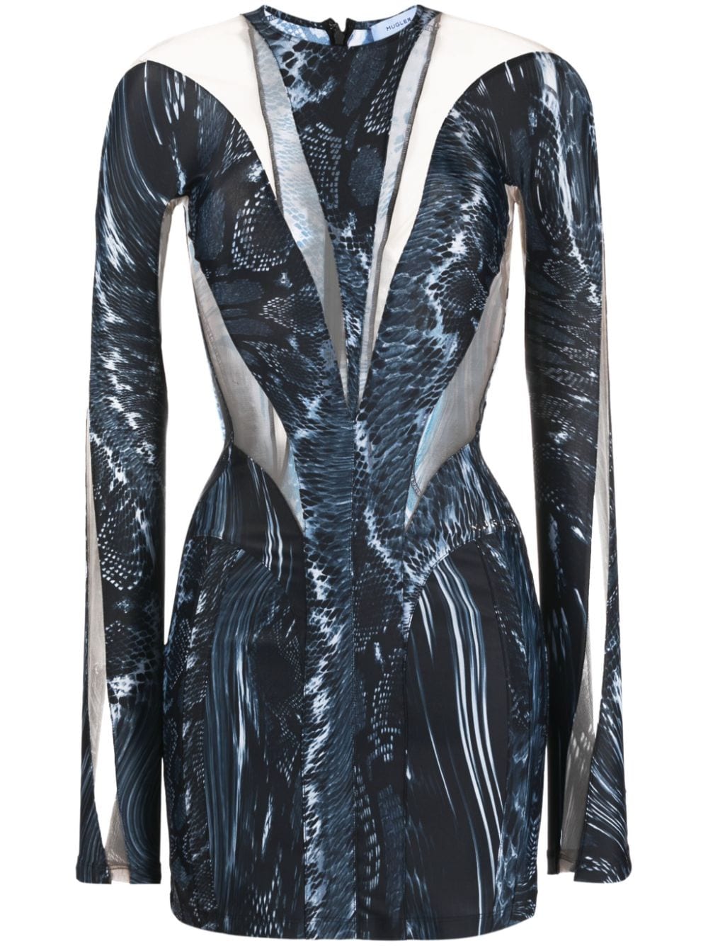 Mugler Semi-transparentes Kleid mit Print - Blau von Mugler