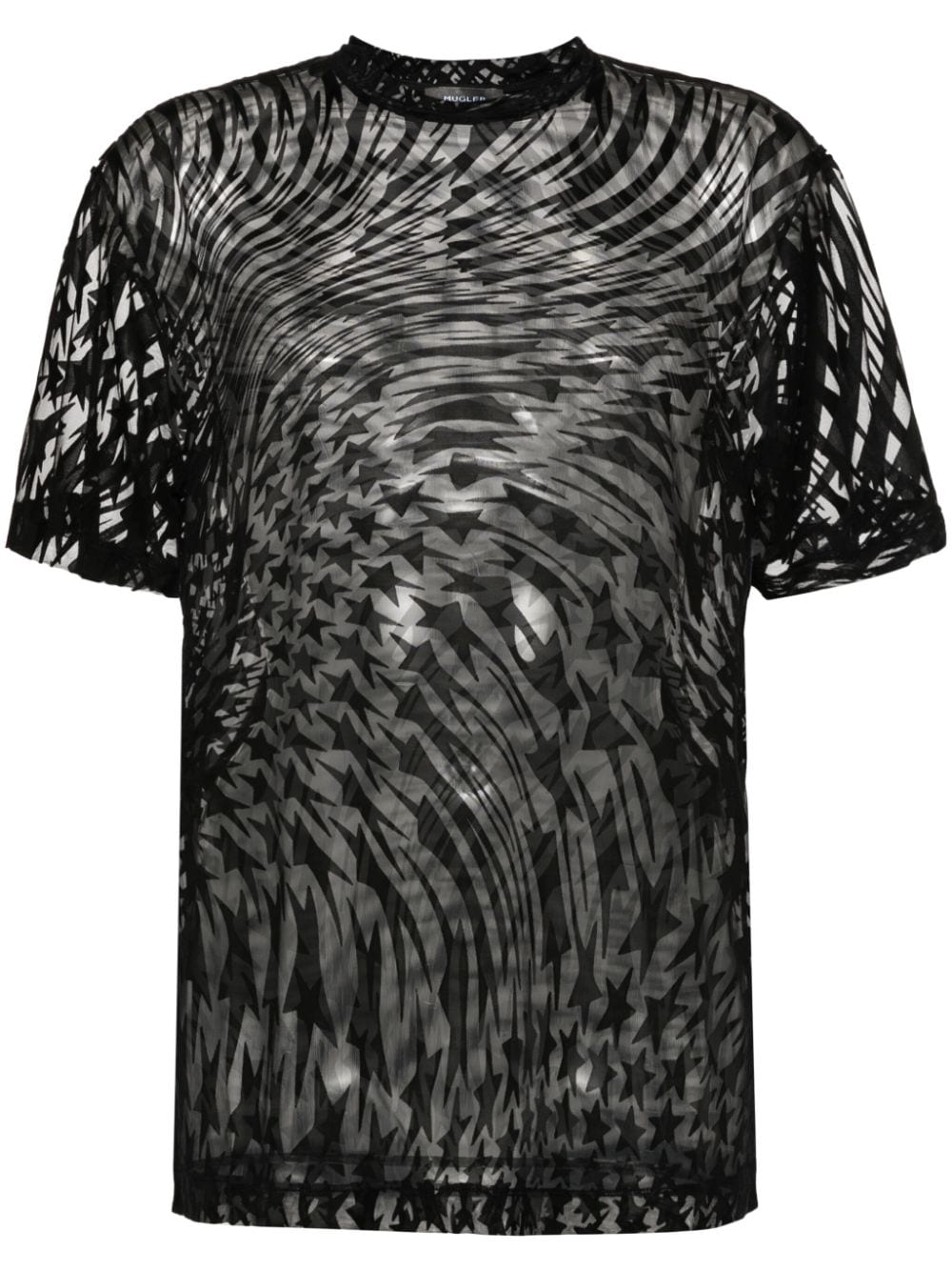 Mugler T-Shirt mit geflocktem Print - Schwarz von Mugler