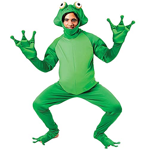 Herren Frosch Kostüm Anzug Unisex Erwachsener Neuheit One Stück Chicken Jungensouit Halloween Lustige Outfits Animal Halloween Cosplay Kostüm (Green, Medium) von Mugoebu