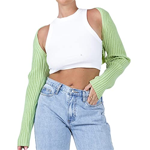 Mugoebu Damen Langarm Open Front Crop Cardigan Häkeln Strick Bolero Achselzucken Drop Schultermännat Middigelland Deckhöfe Oberbekleidung (D, Small) von Mugoebu