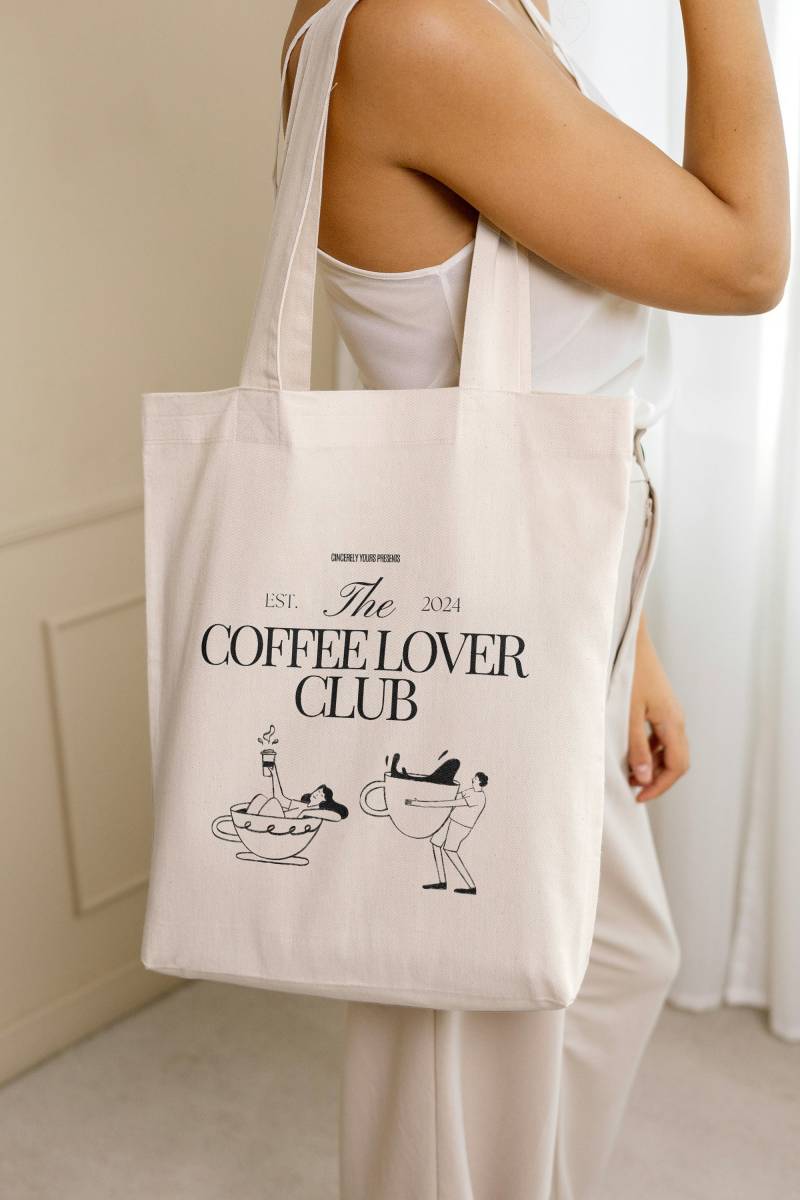 Coffee Lover Club Retro Comic Mug Tote Bag Coffee Gift Sustainable Y2K Aesthetic Funny Meme Wellness Girl Breakfast 90S Old Money von PricelessMomentsDE