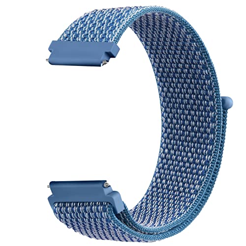 Mugust 20mm Nylon Armband für Samsung Galaxy Watch 7/6/5/4/FE 40mm 44mm/Watch 5 Pro 45mm/6 Classic/4 Classic/Active 2/Garmin vivoactive 5, Uhrenarmband für Damen Herren (Blau) von Mugust