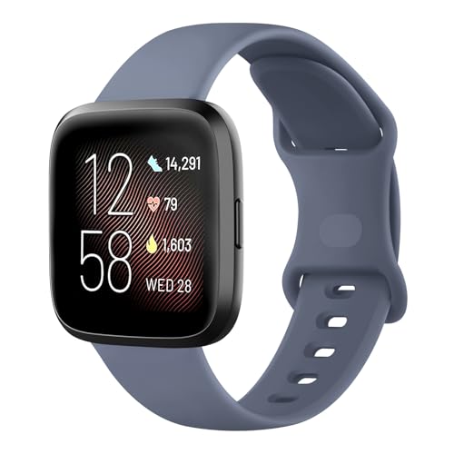 Mugust Armband für Fitbit Versa 2, Damen, Herren, weiches Silikon, Ersatzarmbänder für Fitbit Versa / Versa 2 / Versa Lite / Versa SE, Graublau von Mugust