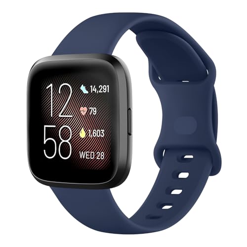 Mugust Armband für Fitbit Versa 2, Damen, Herren, weiches Silikon, Ersatzarmbänder für Fitbit Versa / Versa 2 / Versa Lite / Versa SE, Marineblau von Mugust