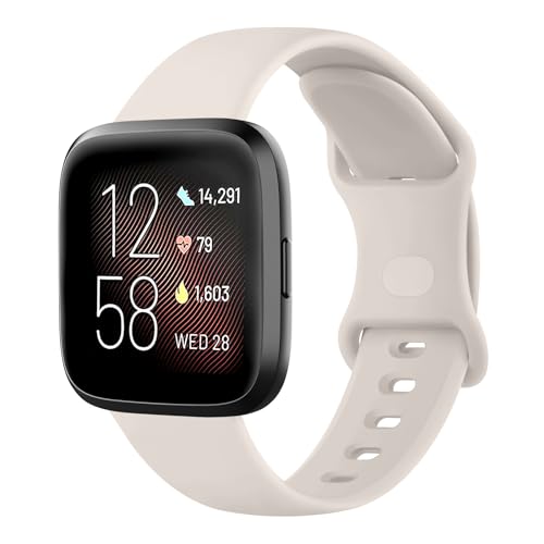 Mugust Armband für Fitbit Versa 2, Damen, Herren, weiches Silikon, Ersatzarmbänder für Fitbit Versa / Versa 2 / Versa Lite / Versa SE, Starlight von Mugust