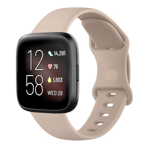 Mugust Armband für Fitbit Versa 2, Damen, Herren, weiches Silikon, Ersatzarmbänder für Fitbit Versa / Versa 2 / Versa Lite / Versa SE, braun von Mugust