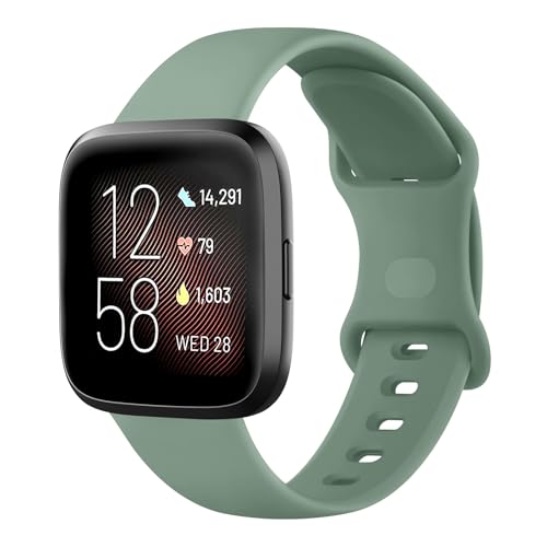 Mugust Armband für Fitbit Versa 2, Damen, Herren, weiches Silikon, Ersatzarmbänder für Fitbit Versa / Versa 2 / Versa Lite / Versa SE, grün von Mugust