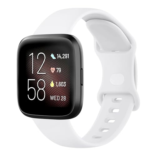 Mugust Armband für Fitbit Versa 2, Damen, Herren, weiches Silikon, Ersatzarmbänder für Fitbit Versa / Versa 2 / Versa Lite / Versa SE, weiß von Mugust