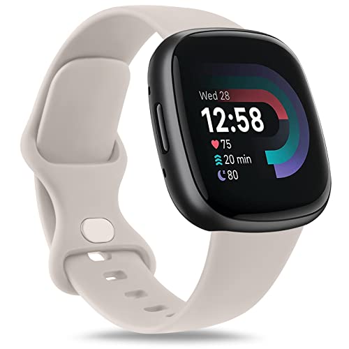 Mugust Armband für Fitbit Versa 3, Damen, Herren, Silikon, bunt, weiches Ersatzarmband für Fitbit Versa 4/Versa 3/Sense 2/Sense, Starlight, S von Mugust