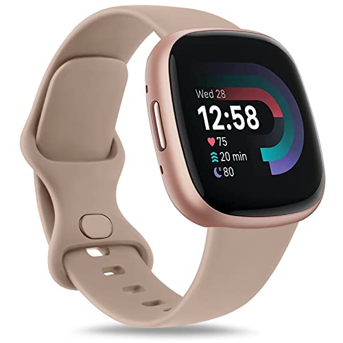 Mugust Armband für Fitbit Versa 3, Damen, Herren, Silikon, bunt, weiches Ersatzarmband für Fitbit Versa 4/Versa 3/Sense 2/Sense, braun, L von Mugust