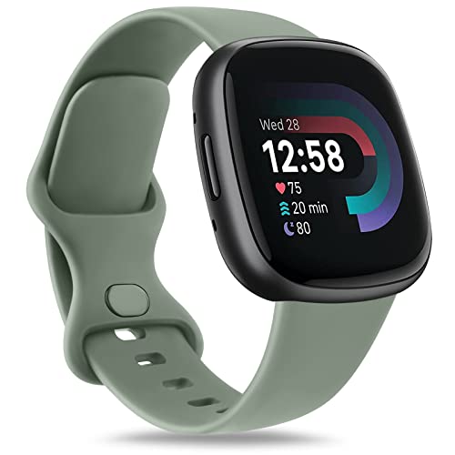 Mugust Armband für Fitbit Versa 3, Damen, Herren, Silikon, bunt, weiches Ersatzarmband für Fitbit Versa 4/Versa 3/Sense 2/Sense, grün, L von Mugust