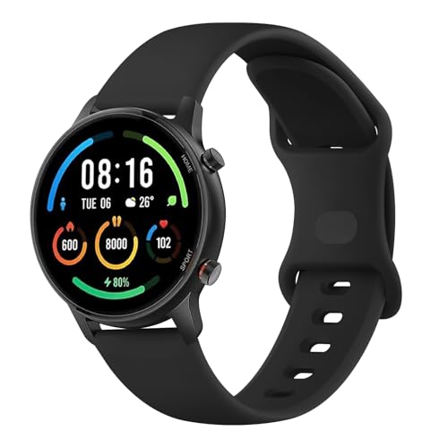 Mugust Armband für Xiaomi Mi Watch / Xiaomi Watch S1 / Xiaomi Watch S1 Active/Xiaomi Mi Watch Farbe Sport, 22 mm Silikon Sport Ersatzarmbänder für Damen Herren (schwarz) von Mugust