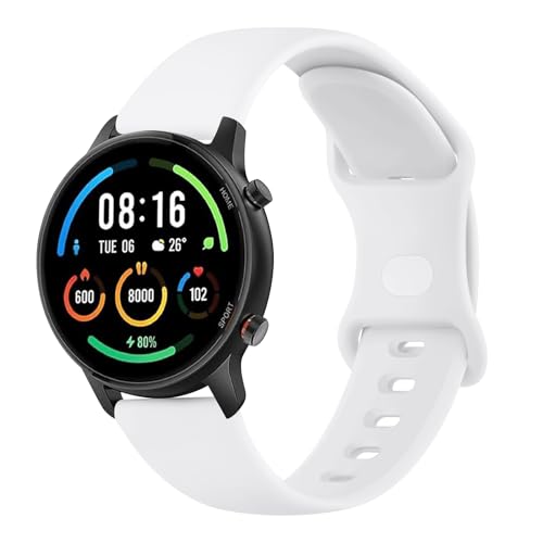 Mugust Armband für Xiaomi Watch S1/Xiaomi Watch S1 Active/Xiaomi Mi Watch Farbe Sport Damen Herren, 22 mm, verstellbare Silikon-Sportarmbänder Ersatzarmbänder für Xiaomi Mi Watch, weiß von Mugust