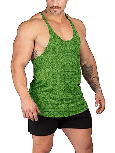 Muhshoiy Stringer Bodybuilding Tank Tops Low Cut Off Gym Workout Training Stretch Polyester Schnell trocknende T-Shirts/Grün/M von Muhshoiy