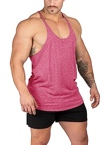 Muhshoiy Stringer Bodybuilding Tank Tops Low Cut Off Gym Workout Training Stretch Polyester Schnell trocknende T-Shirts/Rosa/XL von Muhshoiy