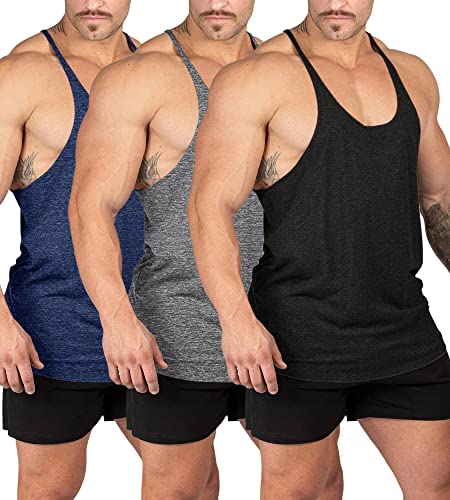 Muhshoiy Herren Tank Tops Leicht Achselshirt Ärmellos Quick Dry Sport Sommer Fitnessstudio Bodybuilding Trainieren Strecken Ärmellose Muskelshirts/Schwarz/Grau/Blau/L von Muhshoiy