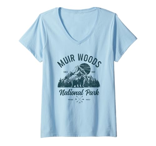 Damen Muir Woods Souvenirs Nationalpark Wandern Naturliebhaber T-Shirt mit V-Ausschnitt von Muir Woods - Apparel & Gifts