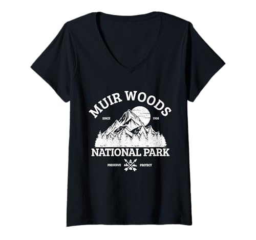 Damen Muir Woods Souvenirs Nationalpark Wandern Naturliebhaber T-Shirt mit V-Ausschnitt von Muir Woods - Apparel & Gifts