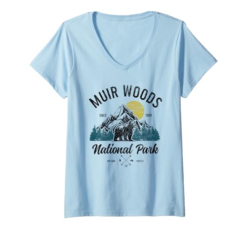 Damen Muir Woods Souvenirs Nationalpark Wandern Naturliebhaber T-Shirt mit V-Ausschnitt von Muir Woods - Apparel & Gifts