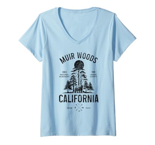 Damen Muir Woods Souvenirs Nationalpark Wandern Naturliebhaber T-Shirt mit V-Ausschnitt von Muir Woods - Apparel & Gifts