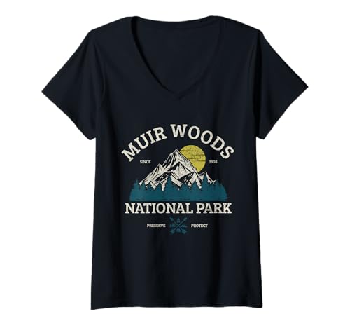 Damen Muir Woods Souvenirs Nationalpark Wandern Naturliebhaber T-Shirt mit V-Ausschnitt von Muir Woods - Apparel & Gifts