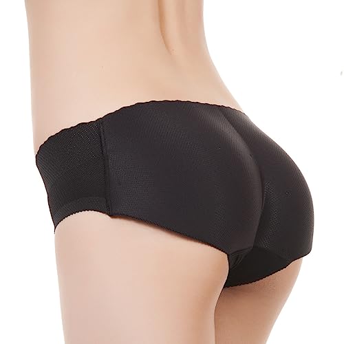 MuistA Damen Po Push Up Höschen Unterhose Slip Panties Bodyshaper Shapewear Seamless Große Größen Padded (as3, Alpha, l, Regular, Regular, Schwarz) von MuistA