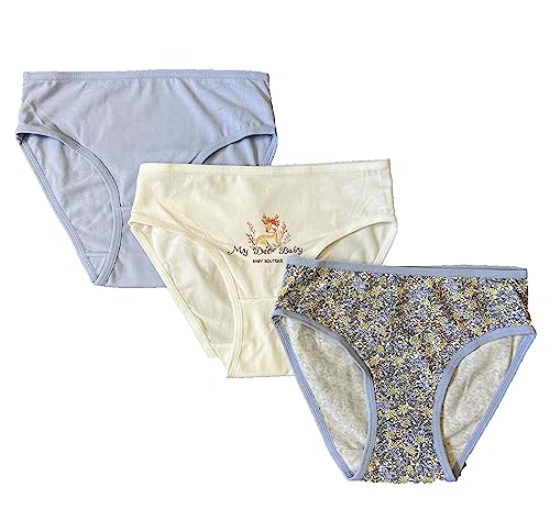 MuistA Mädchen Unterhose Bequeme Slips Baumwolle 3-er Pack (as3, Age, 5_Years, 7_Years, Blau) von MuistA
