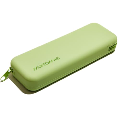 Muitomas, Federmäppchen aus Silikon Soft Touch, weicher Stifthalter mit Reißverschluss, kompakte Größe 19 x 7,5 cm, Farbe Salbeigrün von Muitomas