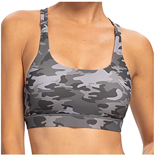 Muium Sport Top Damen Fitness,Verstellbar, Ohne Bügel, Gepolsterter Yoga-Tank-Sport-BH Bluse Elegant Ärmellose Crop Top Camouflage Muster Yoga Unterwäsche Basic Büstier Hemd von Muium(TM)