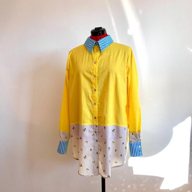 Bluse Oversize Größe M Zitrone/streifen Gelb von MujeGoods