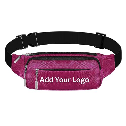 MUKA Custom Waist Packs for Men Women, Fanny Packs Personalized Logo Printed Hip Pack for Outdoor, Rose Red von Muka