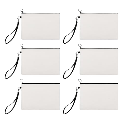 Muka 6 Pack Leinen Make -up -Tasche Organizer Reisebeutel mit Handgelenksgurt leere DIY Bastelbeutel von Muka