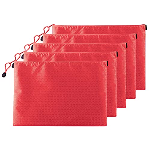 Muka 10 Stück Dokumententaschen wasserdichte Sichttaschen Datei Taschen mit Reißverschluss- Rot A5 von Muka