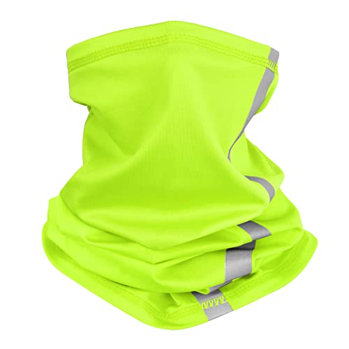 Muka Multifunktionstuch Reflektierende Neck Gaiter Gesichtsmaske Stirnband Bandana Gesichtsschal UV-Schutz Sturmhaube für Sport Radfahren- Grün von Muka