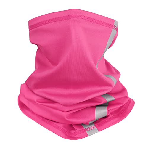 Muka Multifunktionstuch Reflektierende Neck Gaiter Gesichtsmaske Stirnband Bandana Gesichtsschal UV-Schutz Sturmhaube für Sport Radfahren- Heißes Rosa von Muka