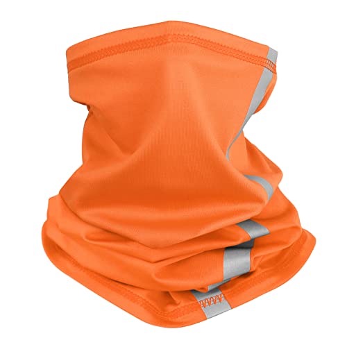 Muka Multifunktionstuch Reflektierende Neck Gaiter Gesichtsmaske Stirnband Bandana Gesichtsschal UV-Schutz Sturmhaube für Sport Radfahren- Orange von Muka