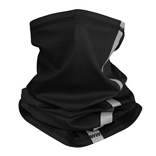 Muka Multifunktionstuch Reflektierende Neck Gaiter Gesichtsmaske Stirnband Bandana Gesichtsschal UV-Schutz Sturmhaube für Sport Radfahren- Schwarz von Muka
