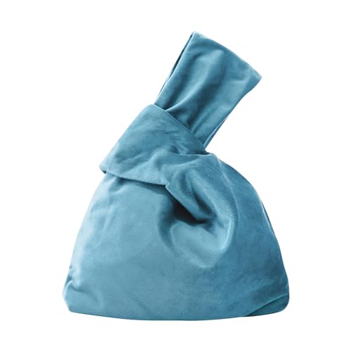 Muka Velvet Knotentasche Knot Handgelenktasche Knot Wristlet Bag Tasche Abendtasche im japanischen Stil- Blau von Muka