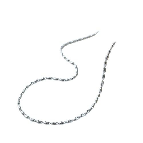 Mukasder Halskette Ketten Schmuck Herren Frauen Anhänger Necklace Mode Reiskornkette 925 Glatte Perlenkette Choker Halskette Einfache Damen Haute Joaillerie Nk155Silber von Mukasder