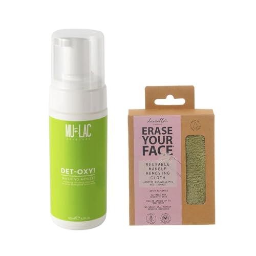 Mulac Cosmetics DET-OXY! Reinigungsmousse Make-up Entferner 125 ml + Green Danielle Creations Make-up Entferner Tuch von Mulac