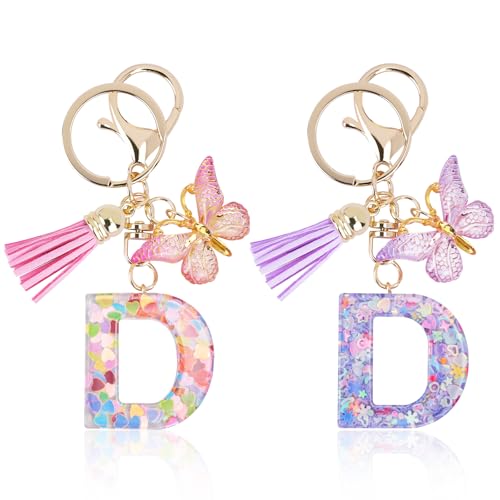 Mulaibdin 2 Stück Schlüsselanhänger Buchstabe, Schlüsselanhänger Personalisiert, Schlüsselanhängers Damen Glitzer, Geschenk für Mädchen, Taschenanhänger Schmetterling für Auto,Bag Charm (D) Mulaibdin 2 Stück Schlüsselanhänger Buchstabe, Schlüsselanhänger Personalisiert, Schlüsselanhängers Damen Glitzer, Geschenk für Mädchen, Taschenanhänger Schmetterling für Auto,Bag Charm (D) von Mulaibdin