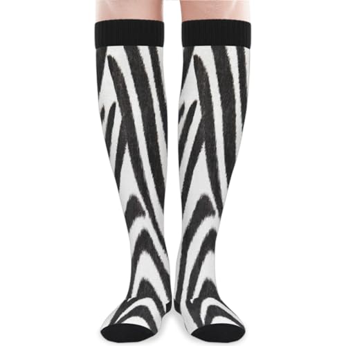 Mularoka Kniestrümpfe für Damen und Herren, Outdoor-Sport, athletische Socken, bequem, atmungsaktiv, lässig, Schlauchsocken, 2 Paar Zebrafelle, Einheitsgröße von Mularoka