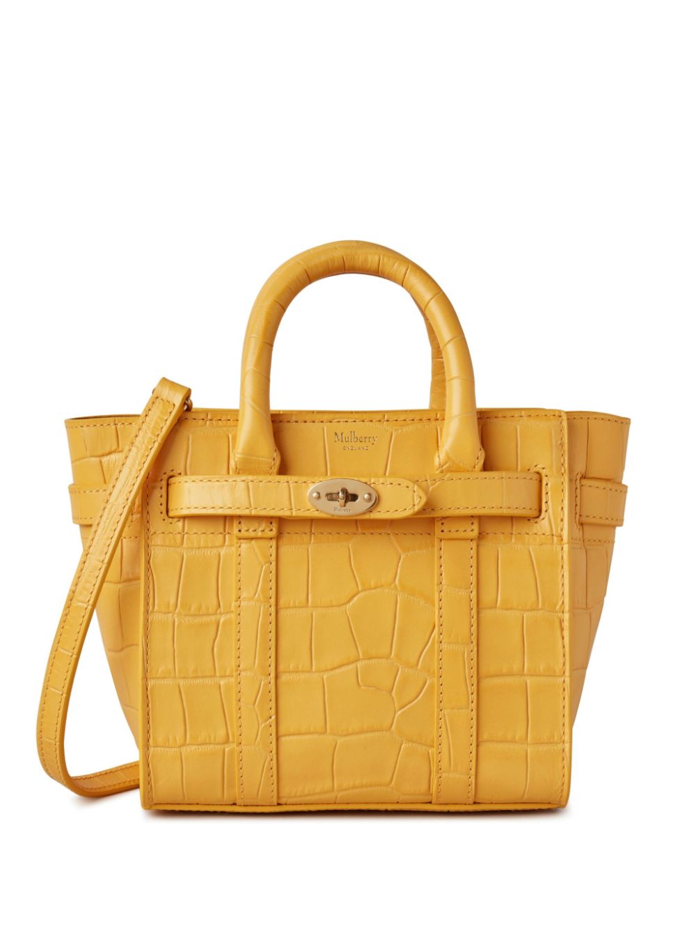 Mulberry Mini Bayswater Handtasche mit Kroko-Effekt - Gelb von Mulberry