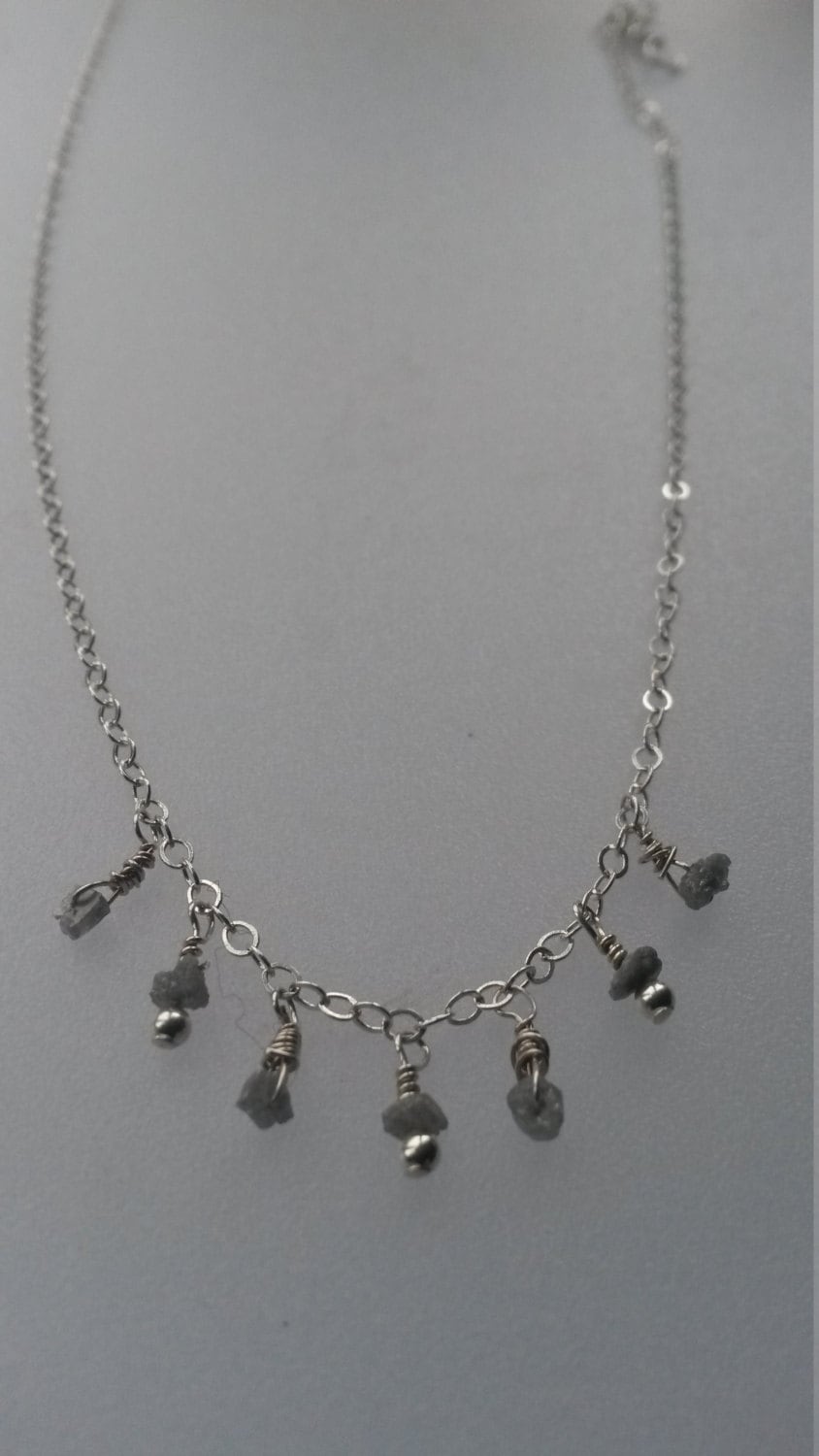 sterling Silber Und Rohdiamant Halskette von MulberryDogJewellery