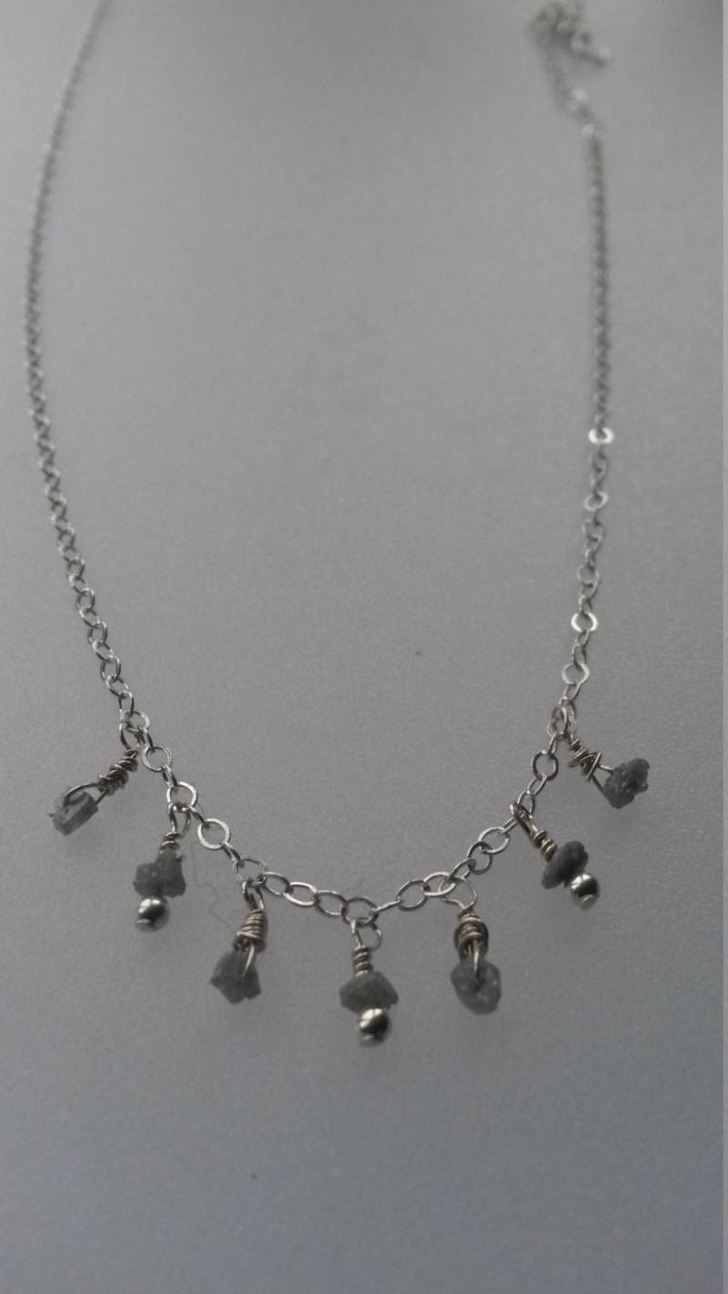 sterling Silber Und Rohdiamant Halskette sterling Silber Und Rohdiamant Halskette von MulberryDogJewellery