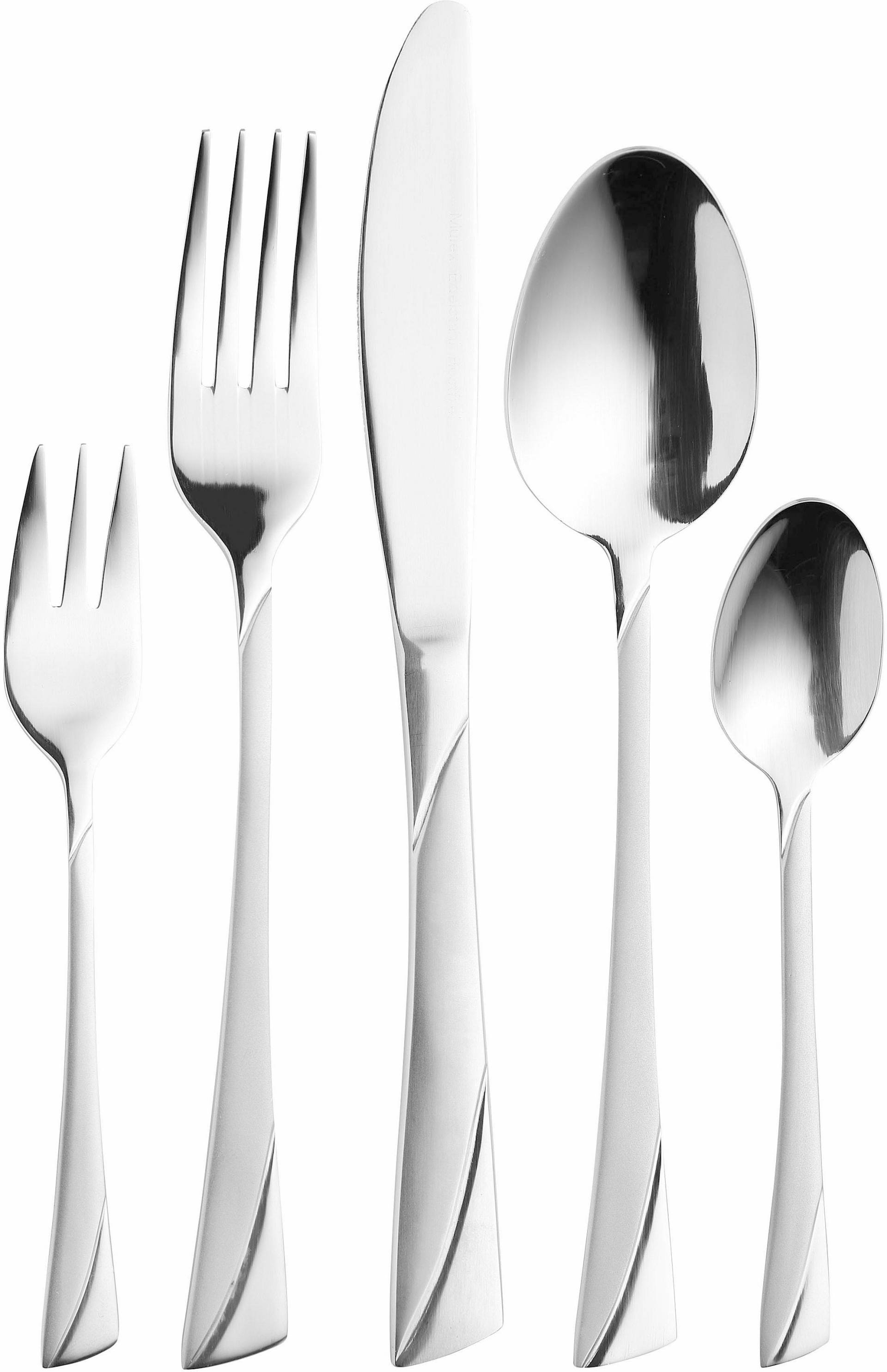 Mulex Besteck-Set "Alabama" kühles Design, diagonal, leicht geschwungene Linien von Mulex