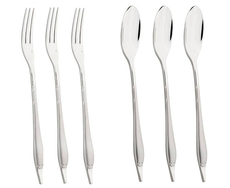 Mulex Besteck-Set "Mini Besteck bestehend aus 3x Löffeln und 3x Gabeln, satiniert" praktisch für Camping, Picknick, Wandern - oder einfach für den Salat von Mulex