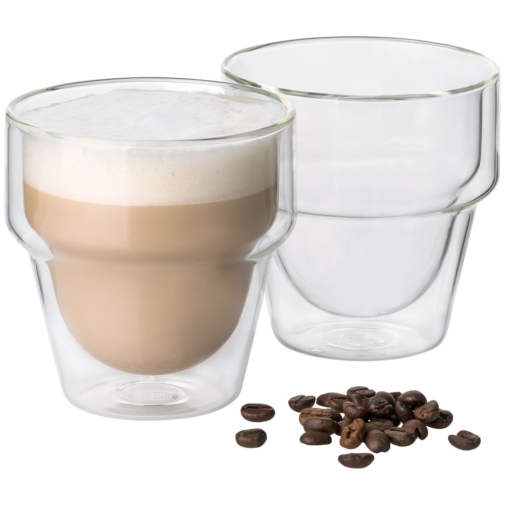 Mulex Latte-Macchiato-Glas "Mulex Gläser Set Duo Large" doppelwandiges Trinkglas ideal f. Kaffee, Cappuccino, Latte Macchiatto von Mulex