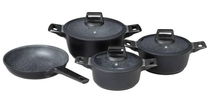 Mulex Topf-Set "MALAGA, aus hochwertigem Aluguss" Set, Kochtopfset inkl. Bratpfanne, 7 Stk. tlg. Aluminiumguss von Mulex