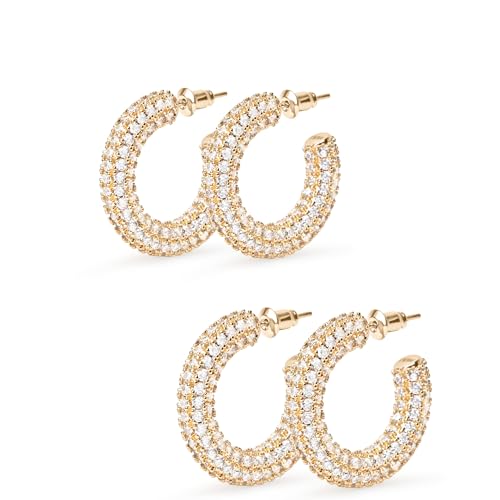 Muli Collection 25mm Pavé Creolen Ohrringe – Elegante Damen Schmuck – Glitzernde Pavé-Ohrringe Muli Collection 25mm Pavé Creolen Ohrringe – Elegante Damen Schmuck – Glitzernde Pavé-Ohrringe von Muli Collection